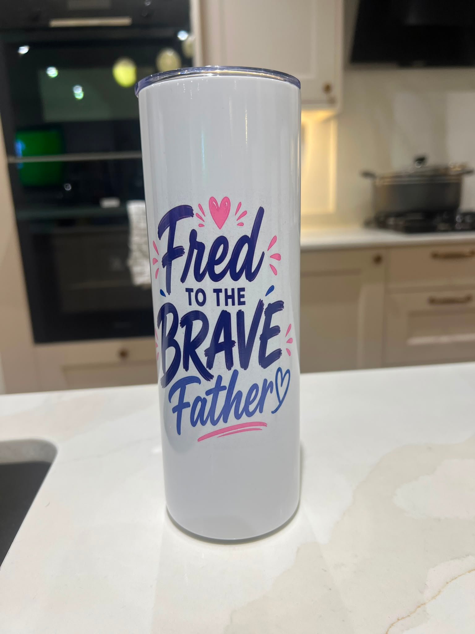 20 oz Steel Tumbler White — custom printed by LeeshDezynes