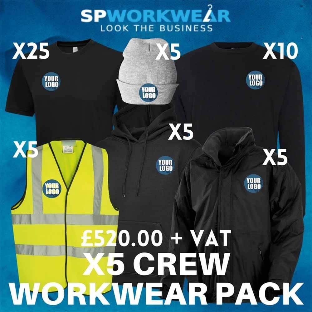 X5 Crew Workwear Pack – Complete Branded Apparel Solution — custom printed by LeeshDezynes